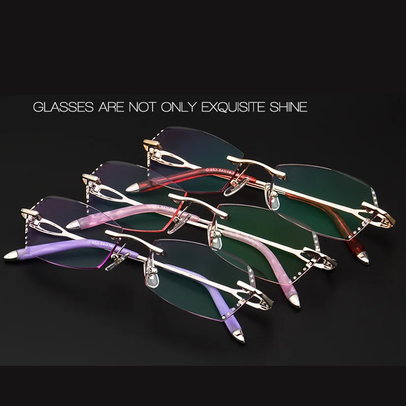 Rosa Luxus Frauen Brille Diamant Randlose Lesebrille Brillen Hohe Klar Leser Strass Presbyopie qqfx8S
