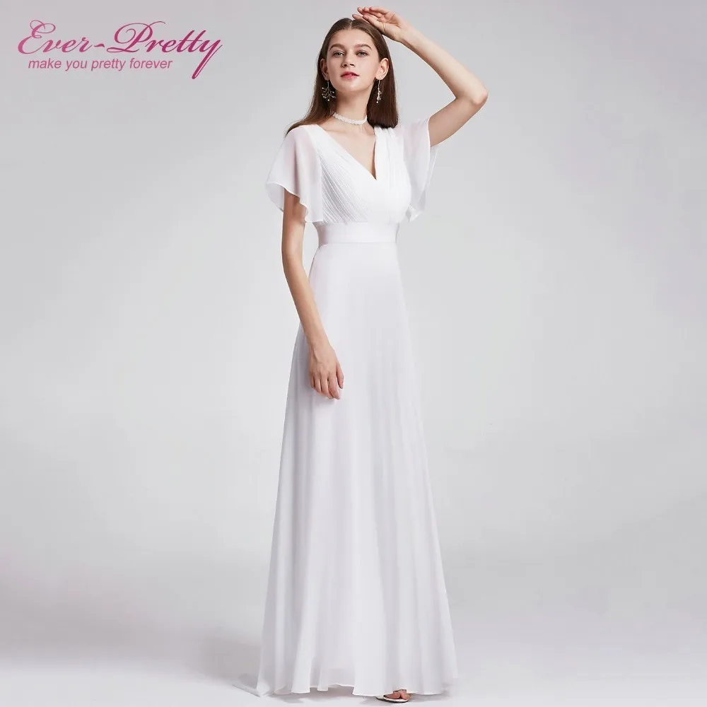 US $30.24 Plus Size Beach Wedding Dress 2020 Short Sleeve Elegant Chiffon Long Simple Mariage Wedding Gown Ever Pretty Vestido De Noiva