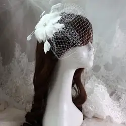 Новый год 2015 Лидер продаж элегантные фату цветы клетка фаты перо Свадебный головной убор