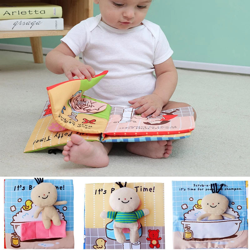 

Funny Baby Book Kids Children Toddler Cloth Book Three-dimensional How Bathing Go Potty Early Educational Learning Book Hot Sale