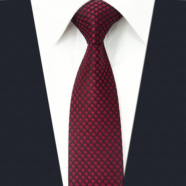 UZ25 сплошной красный бордовый Мужской Тонкий Галстук Шелковый Свадебный узкий галстук малиновый 6 см Модный - Цвет: Slim Necktie