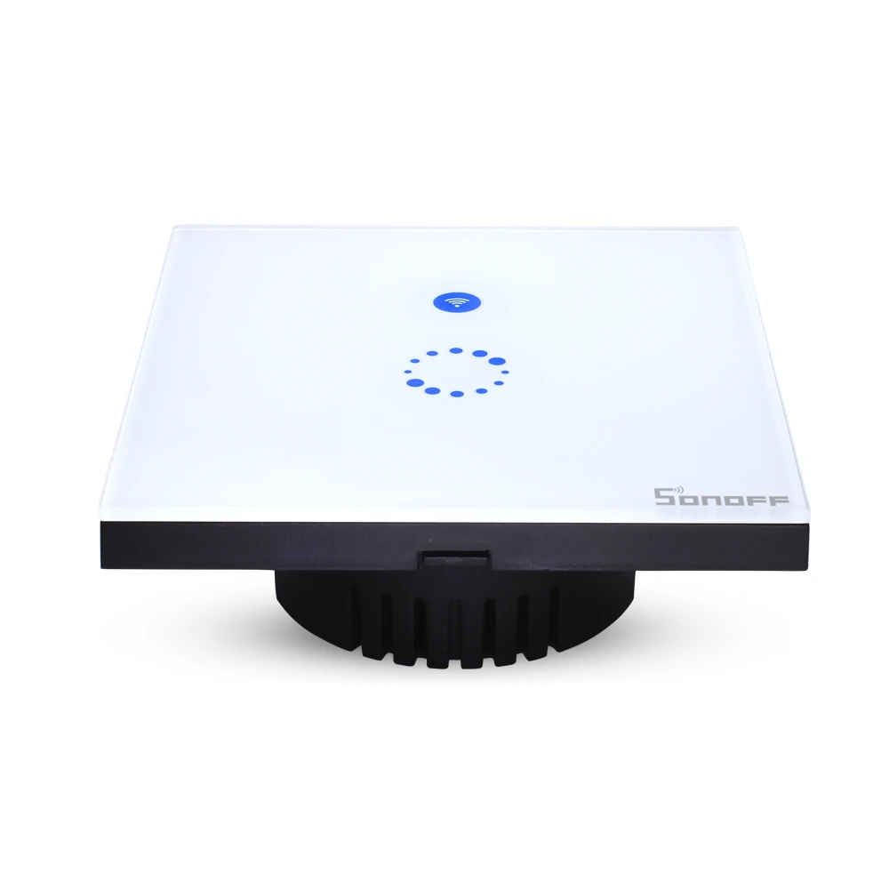 Itead Sonoff сенсорный Wi-Fi настенный выключатель с вилкой европейского стандарта 1 комплект 1Way стеклянная панель светодиодный светильник беспроводной контроллер таймер для умного дома 2A 400 Вт