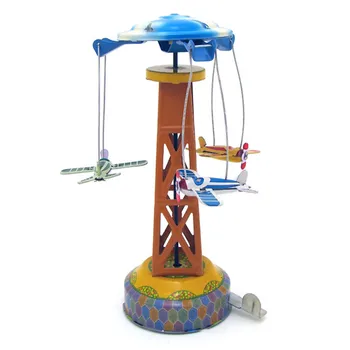 

Airplane Toy Children Foam Aircraft Model Metal Tinplate Nostalgic Clockwork Chain Toy Single Wing Rotary Aircraft L0605