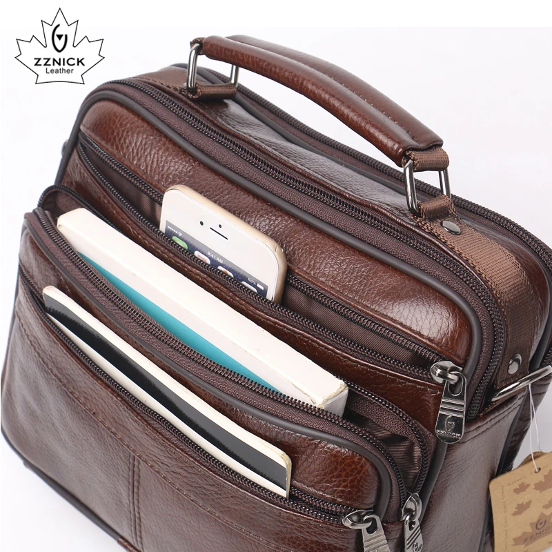  Men Genuine Leather Shoulder Bag 2019 Fashion Zipper Shoulder Messenger Bag Leather Men Travel Busi - 33047158220