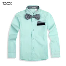TZCZX-3025, новые детские рубашки для мальчиков, хлопок, с галстуком, Детские рубашки, одежда