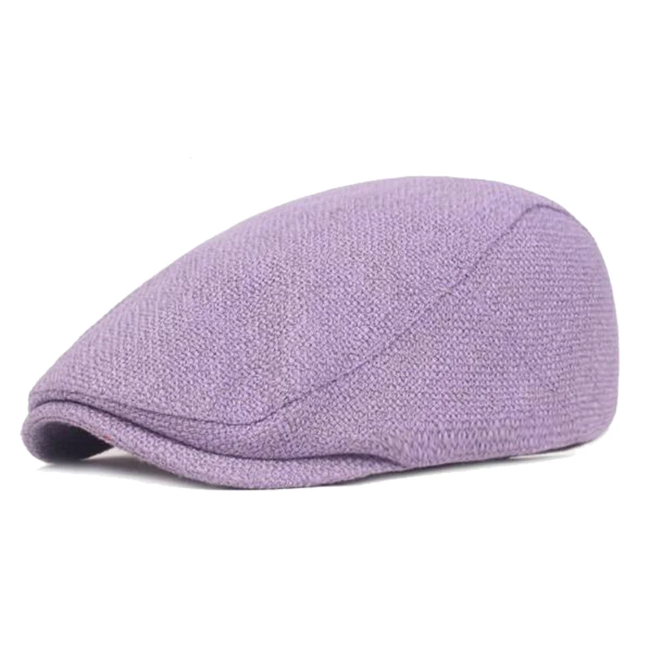 SHOWERSMILE Flat Caps for Men Cotton Linen Duckbill Ivy Cap Women Vintage Solid Orange Casual Autumn Beret Cabbie Cap Unisex male french beret