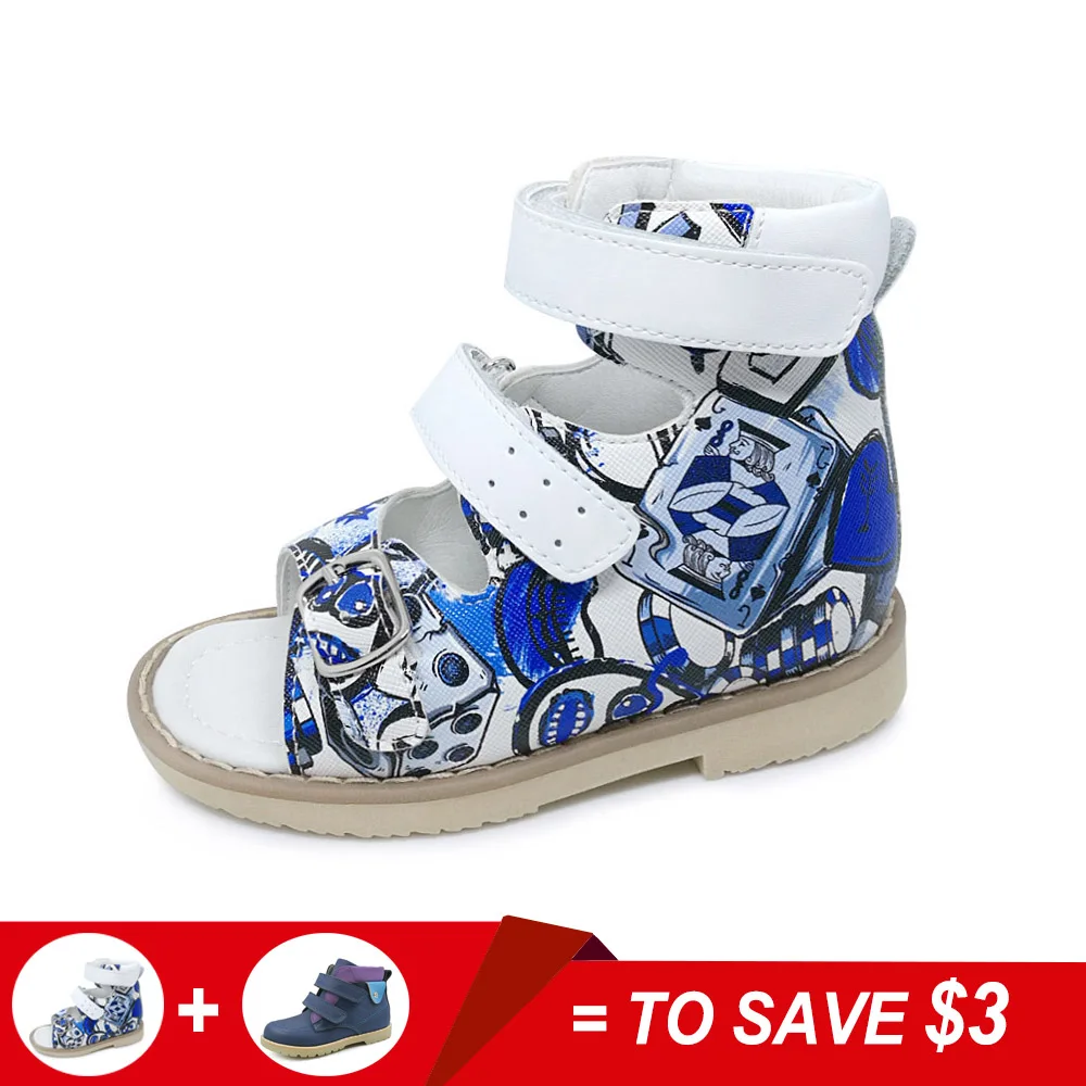 Newest Baby Boys Printing Leather Sandals Children Orthopedic Shoes PU Leather Sandals