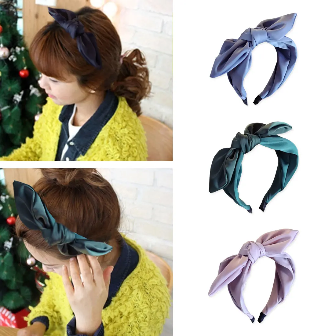 

Cute Rabbit Ears Women Girls Hairband Top Bow Knot Turban Female Knotted Headband Head Wrap Cloth Hair Head Fancy headbands