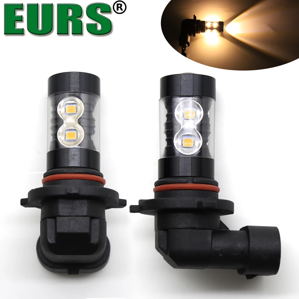 

EURS 2pcs Auto LED Fog Light White yellow Fog lamp 50W PSX24W H11 H8 H3 H16 880 881 9005 HB3 4300K 6000K DC9-24V Car fog lights