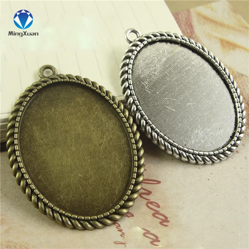 5pcs 30x40mm Charm Oval Pendant Base Setting Cabochon Pendant Blank Trays DIY
