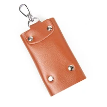 Карманный размер коровья кожа автомобильный держатель для ключей Органайзер чехол Брелок-вешалка сумка