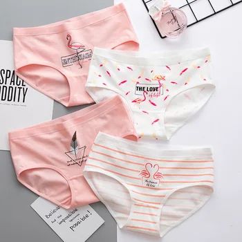 

La MaxPa Panties women cotton Flamingo pattern print underwear gril briefs cartoon lingerie woman underpants female panty k196