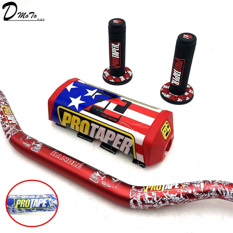 1-1/8" Handlebar with Bar Pads  handle Grips For PROTAPER KTM CRF KLX Motorcycle Dirt Pit Bike ATV Quad Racing Bike