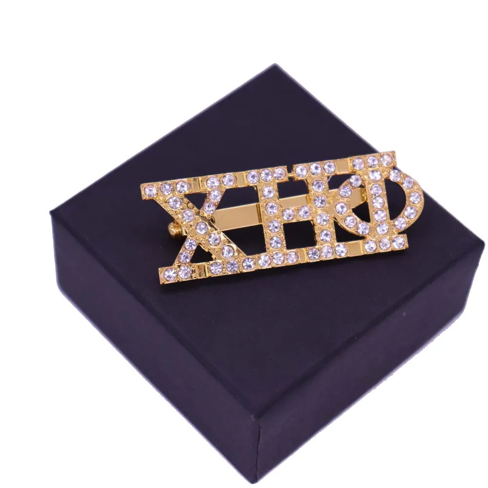 

Custom Design Fashion Metal Inlaid Greek Letter XHP Sign Sorority ETA Chi Phi Brooch 1932 Group Souvenir Jewelry