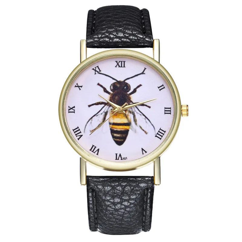 Horloge Dames Лучшие Продавцы минимализм креативный тренд Ретро часы пчелы насекомые женские часы Cuckoo Kol Saatie@ 50 - Цвет: Black