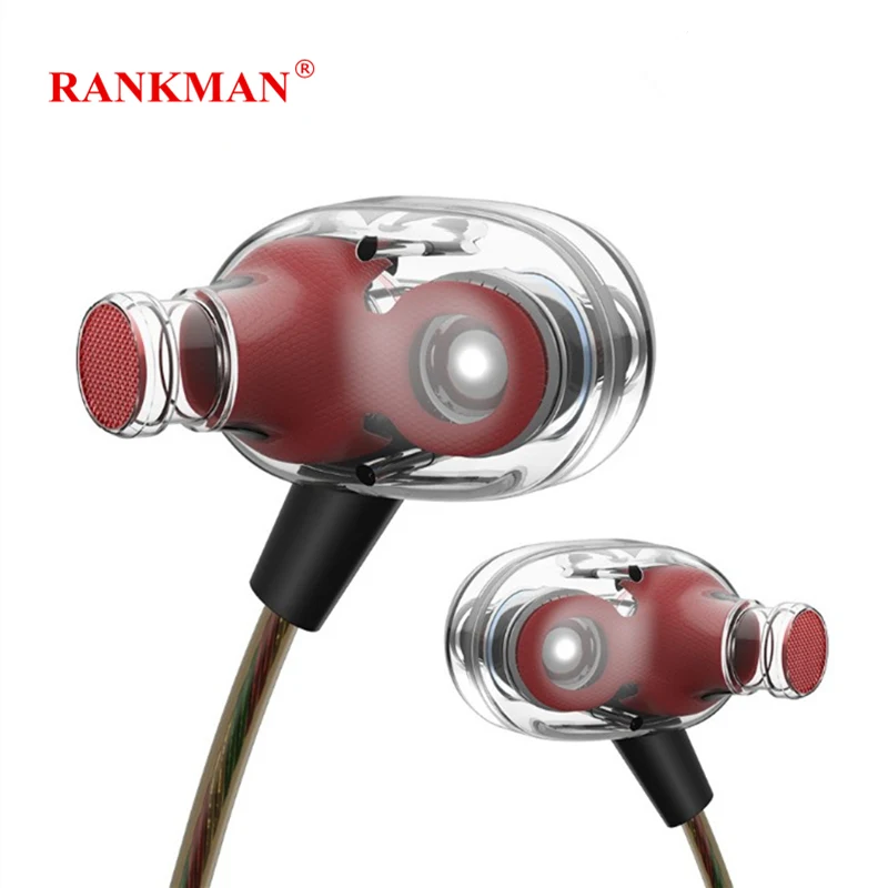 

Rankman HIFI Sport Earbuds Double Unit Drive Earphone Bass Earphone Professional Quality with HD Mic for Phones PC