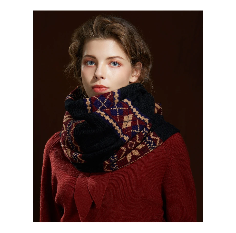 Winter Women Scarf 2019 New Bohemian Style Wool Knit Thick Scarves Female Flower Shawls Warmer Women's Scarves Warm Ladies Scarf (6)