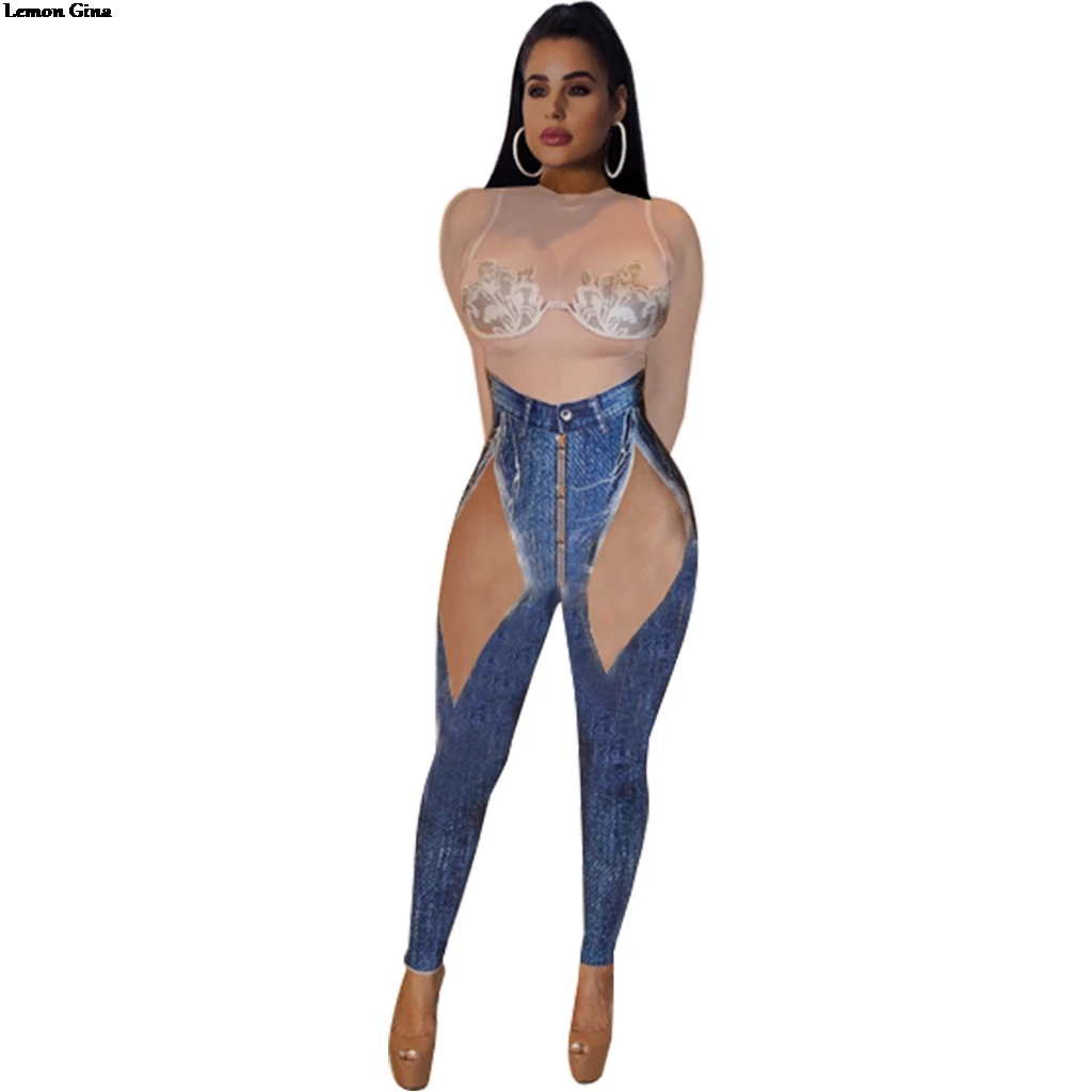

Lemon Gina 2019 women 3D Geometric print o-neck long sleeve skinny long jumpsuit bodycon vintage sexy romper playsuit S-2XL 3598
