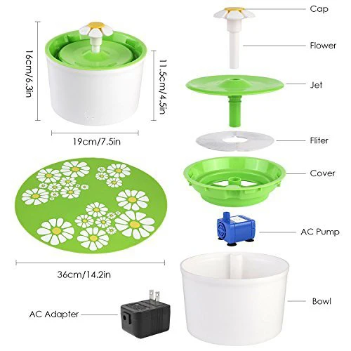 Automatic Cat Dog Pet Water Fountain Pet Bowl Cat Drinking Flower Water Dispenser Petsafe Drink with Filters Pet Water Fountain