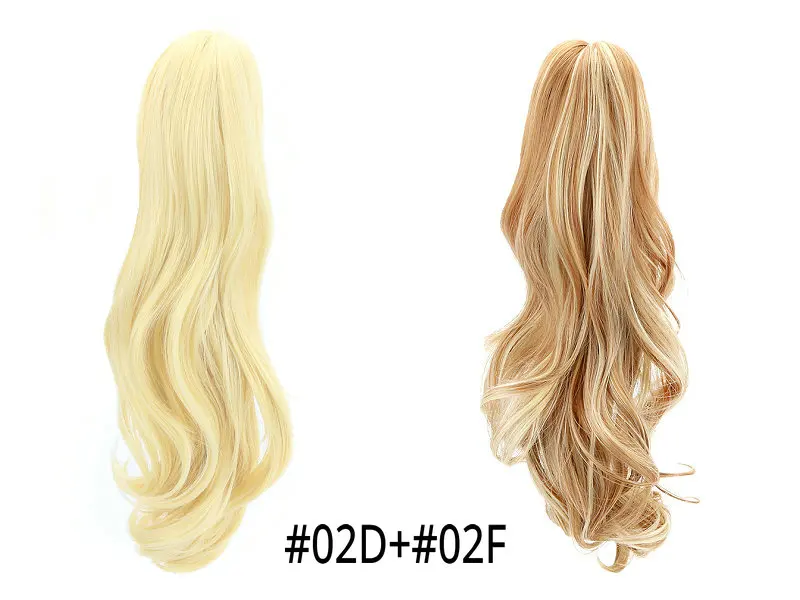 1" Синтетические парики с конским хвостом, накладные волосы на заколках, коричневый блонд, вьющиеся волосы на заколках, парик для наращивания, термостойкие шиньоны - Цвет: 02D-02F