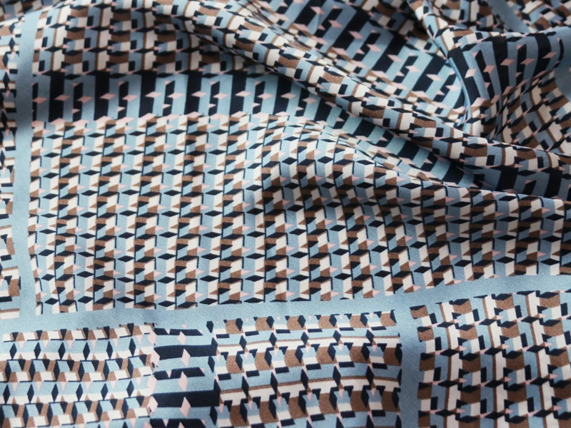 Мягкая ткань для платья, геометрический атласный шифон, имитирующий шелк