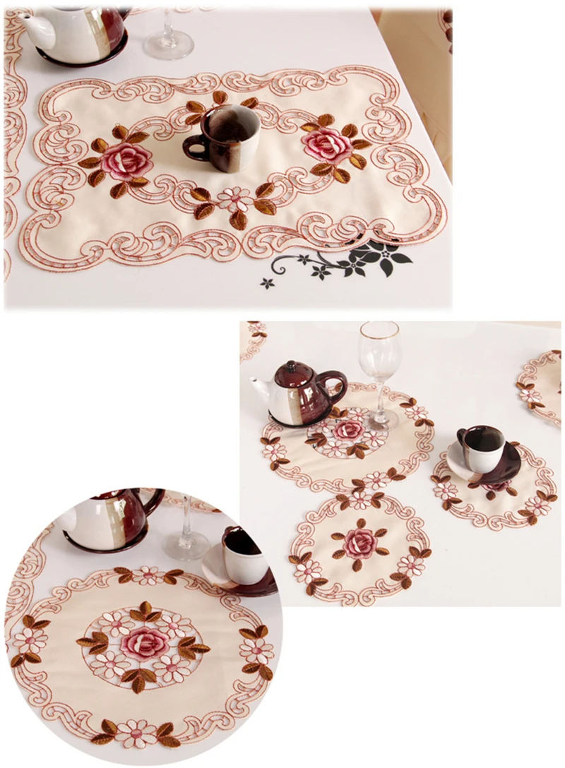  Europe Style Wedding Tablecloth Embroidered Floral Fabric Tableclothes For Rectangular Tables Tea Table Cloth For Table Cover