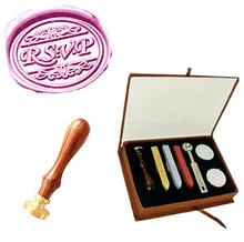 Vintage Wax Seal Sealing Stamp RSVP Decorative Pattern Wedding Invitation Sticks Spoon Gift Box Set Kit