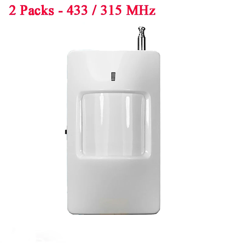 2 Packs - 433 / 315 MHz Wireless PIR Motion Sensor Detector for Home Security Alarm System with Wall Mount Kit, Accessories for 2 Packs - 433 / 315 MHz Wireless PIR Motion Sensor Detector for Home Security Alarm System with Wall Mount Kit, Accessories for
