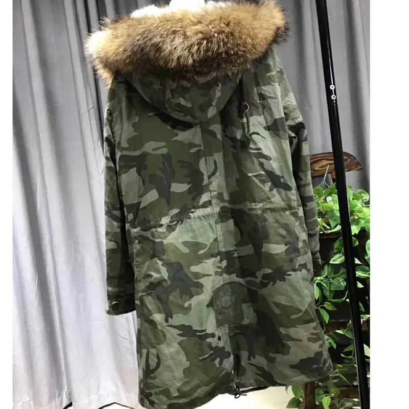 2018 Parka Silver Winter Jacket Women Real Fur Coat Big Natural Raccoon Fur Collar Hooded Rabbit Fur Parkas Warm Thick WT030