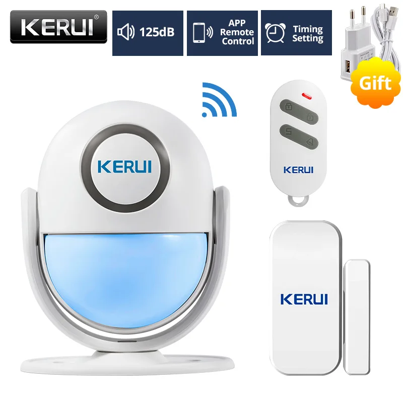 KERUI WI-FI 120dB дома охранной сигнализации Системы светодиодной вспышкой магазин запись Добро пожаловать перезвон сигнализации работает с Alexa Smart приложение - Цвет: Kit 3