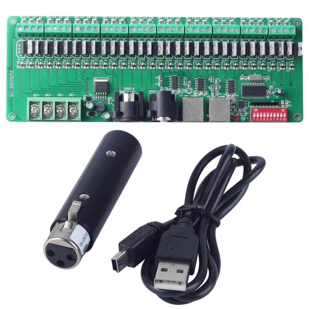 30 каналов Декодер легко DMX RGB светодиодный светильник контроллер голой доски dmx512 Декодер контроллер Диммер 12 в консоль+ USB декодер