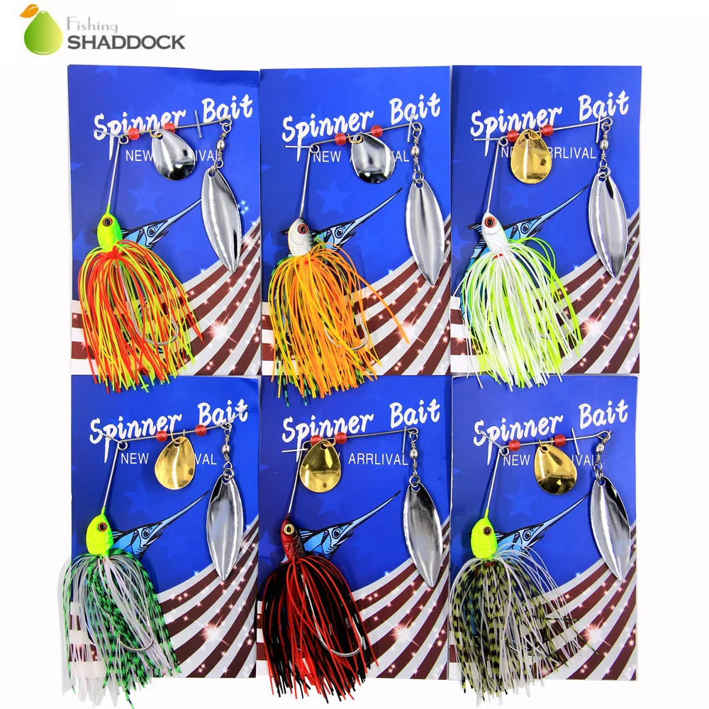 Shaddock Fishing 6pcs Spinner Bait Metal Lures With Silicone Skirts Blade Spinnerbait Pike Bass Jig Head Rubber Fishing Lure