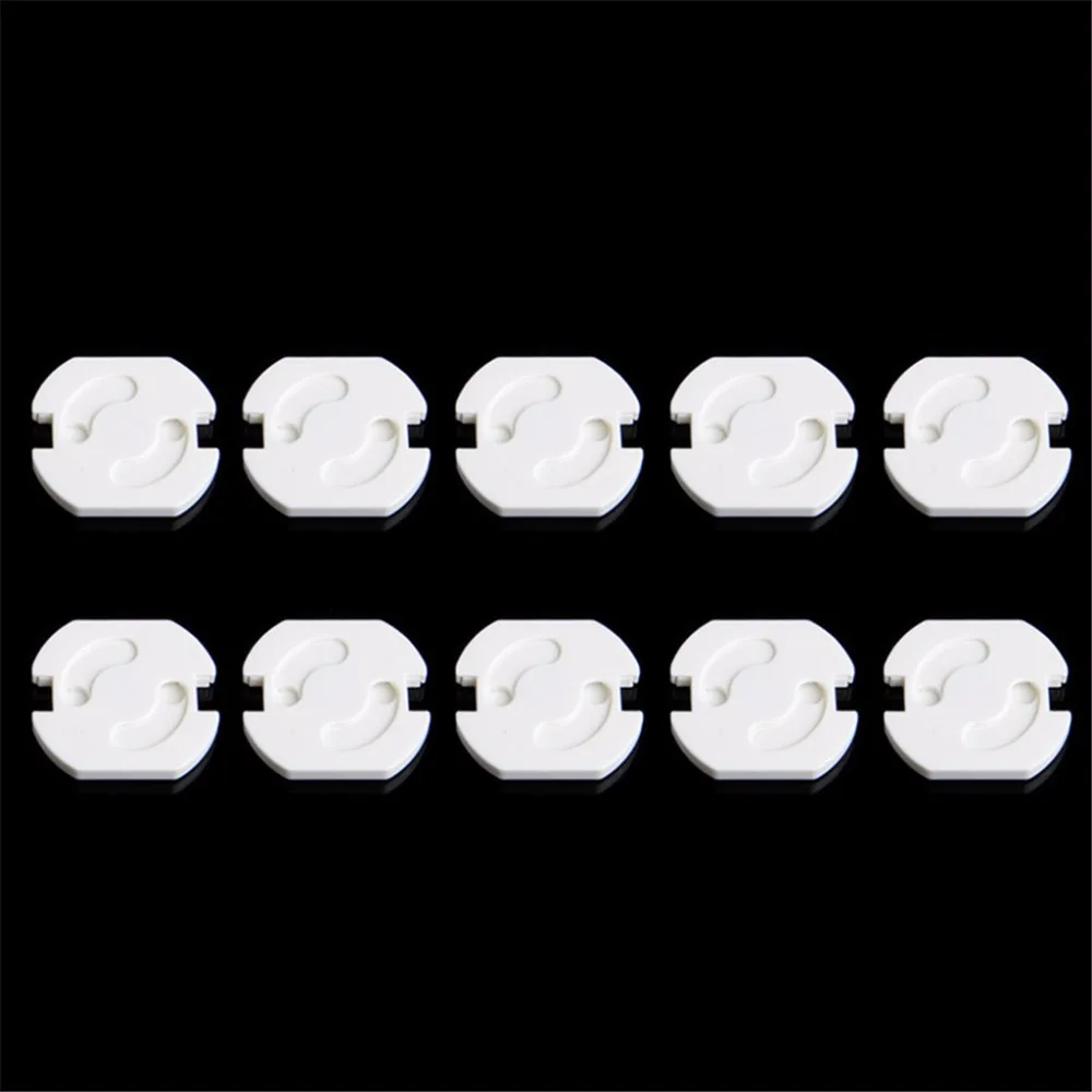 10pcs Baby Safety Rotate Cover 2 Hole Round European Standard Children Against Electric Protection Socket Plastic Security Locks