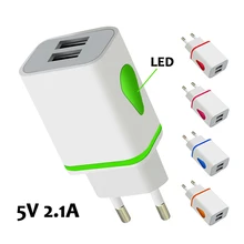 5v 2.1A световой 2USB концентратор Fast ethernet USB Зарядное устройство для samsung Meizu Xiaomi huawei iphone Зарядное устройство ЕС Подключите адаптер планшеты разъем питания