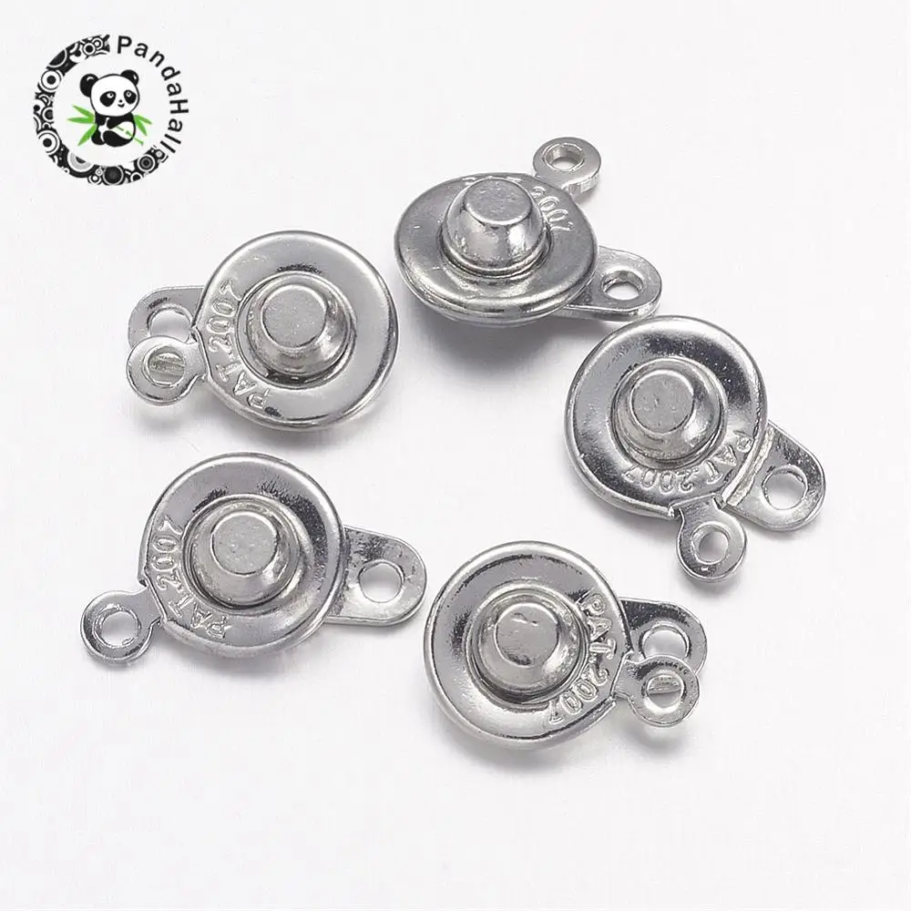 300pcs Platinum Color Brass Snap Clasps Connectors for Jewelry Making
