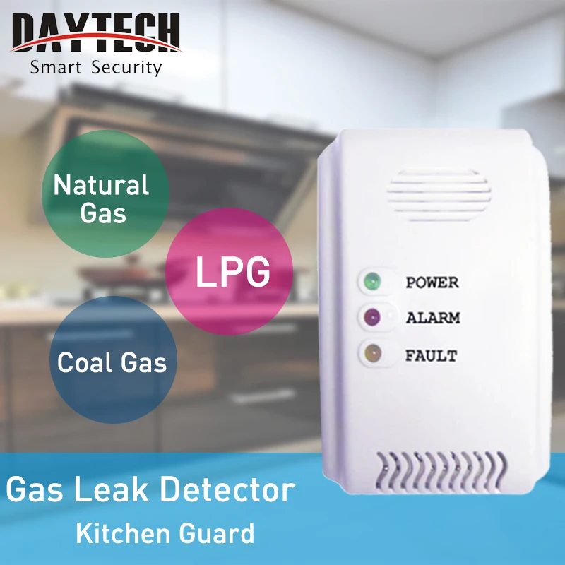 

DAYTECH Home Security Combustible Gas Leak Alert Detector LPG/Coal/Natural Gas Leak Voice Alarm Sensor GAS01