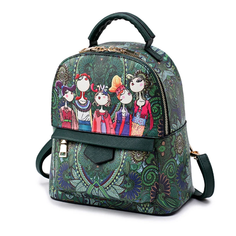 

2019 Designer Printing bags High Quality Big Small Shoulder Bags Female Handbag Green Cartoon Shoulder Bags 672