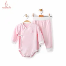 COBROO Baby Girl/Boy Clothing Set in Solid Color Long Sleeves Bodysuit&Pants 2-Piece Set 100% Cotton 0-3-6 Months 2018 real 100% cotton baby clothing three piece normal boy girl clothessize bodysuit