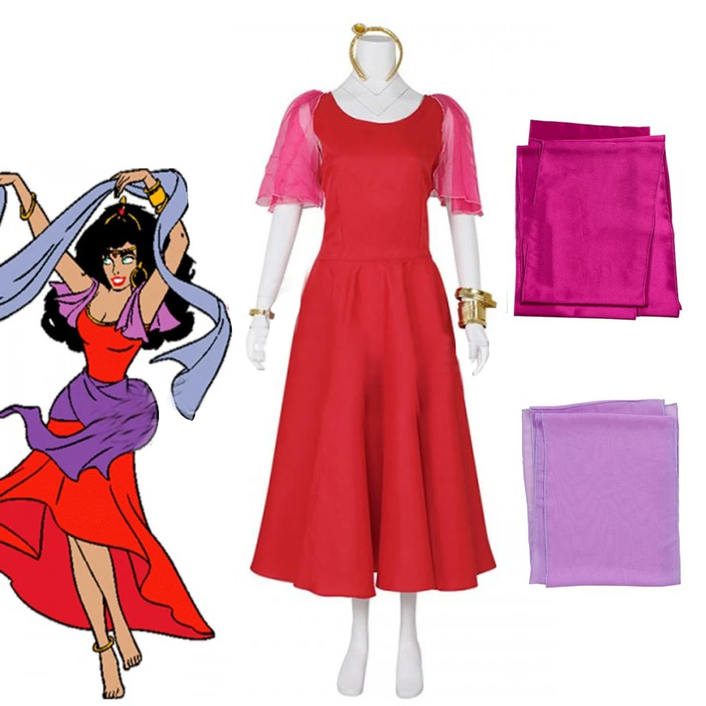 Cosplaydiy The Hunchback Of Notre Dame Esmeralda Red Dress Cosplay Costume ...