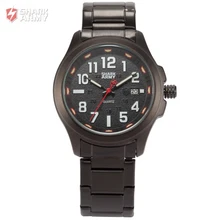 Shark Army Full Stainless Steel Black Band Date Display Relogio Quartz Analog Montre Homme Sport Wrist