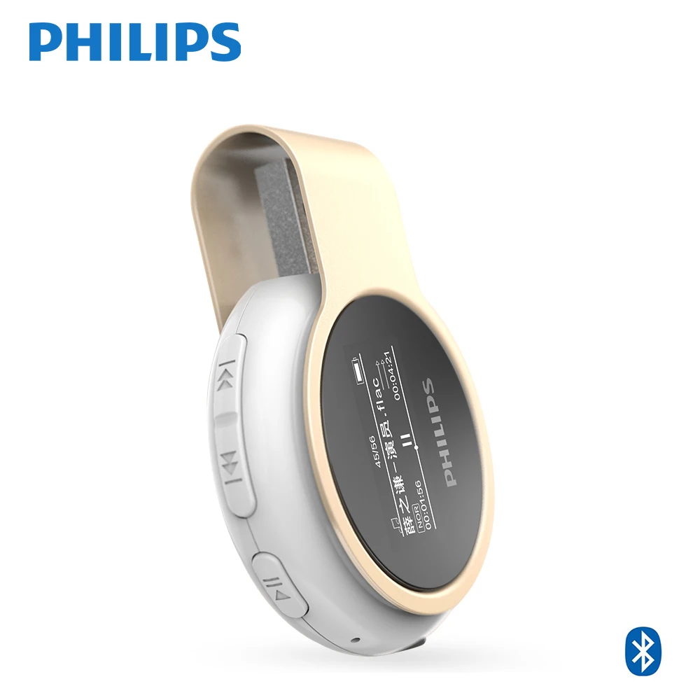 Philips цифровой Bluetooth MP3 плеер для детей USB FM Радио 8 Гб без потерь беспроводной с шагомером металлический зажим