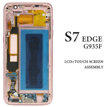 

G935F For S7 edge LCD with Frame Tested AMOLED Gray Gold Silver White Skyblue Pink Touch Assembly LCD