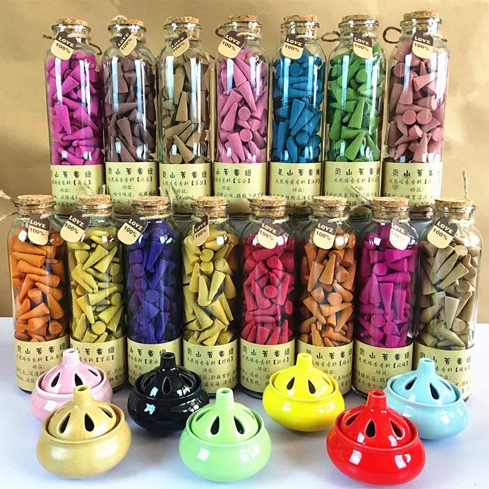 

Natural cork glass bottles mounted tower incense cone incense (about 95 pieces a bottle, free shipping and sent a censer)