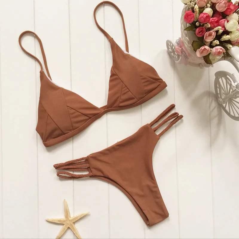 Bikini 2017 Swimwear Women Swimsuit Khaki Bikinis Women Sexy Bandage Maillot De Bain Femme
