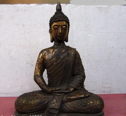 

008459 Thailand Buddhism Temple Copper Bronze Thailand Sakyamuni Tathagat Buddha Statue