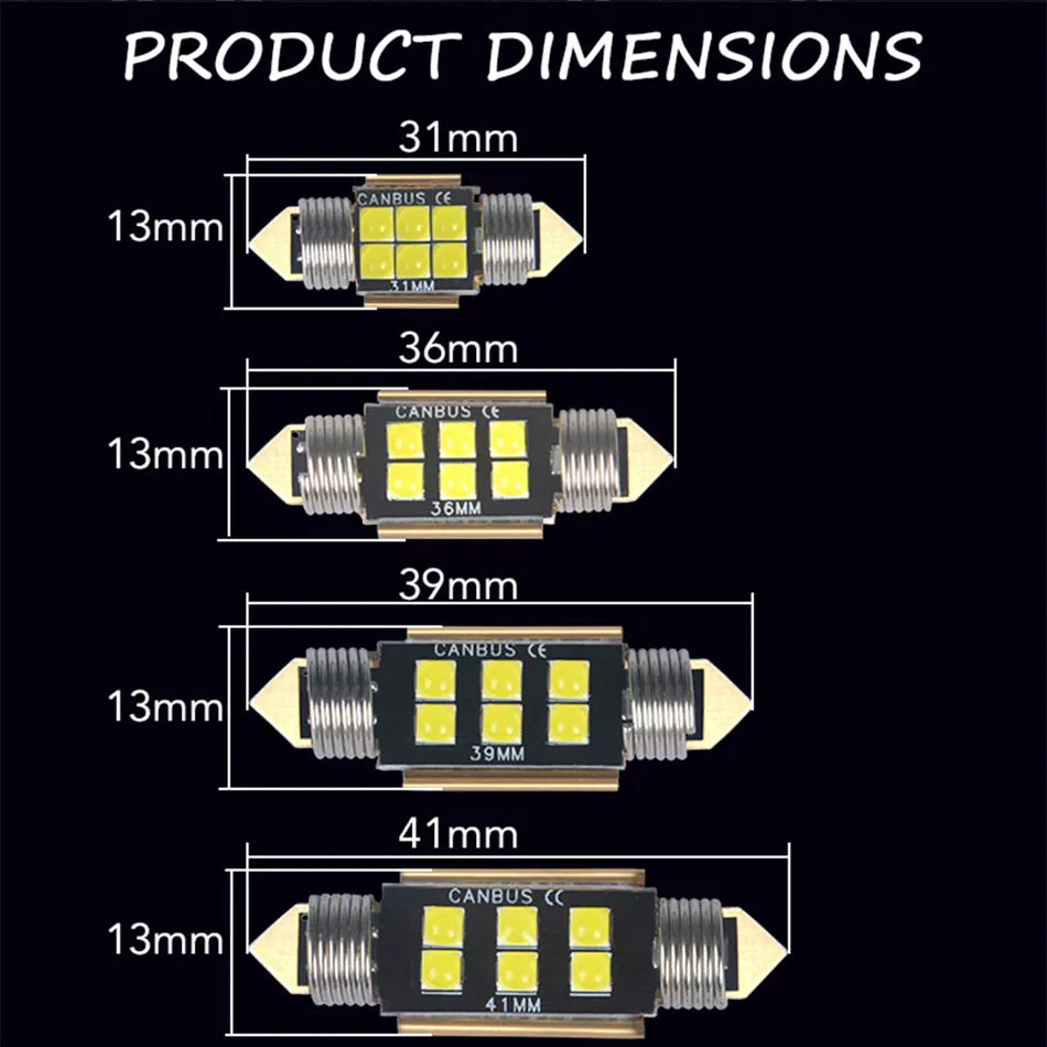 RACBOX 4 шт. C5W C10W Светодиодная лампа CANBUS 12 В гирлянда 31 мм 36 мм 39 мм 41 мм белый синий лампа для чтения автомобильный интерьерный светильник 3030 SMD линзы