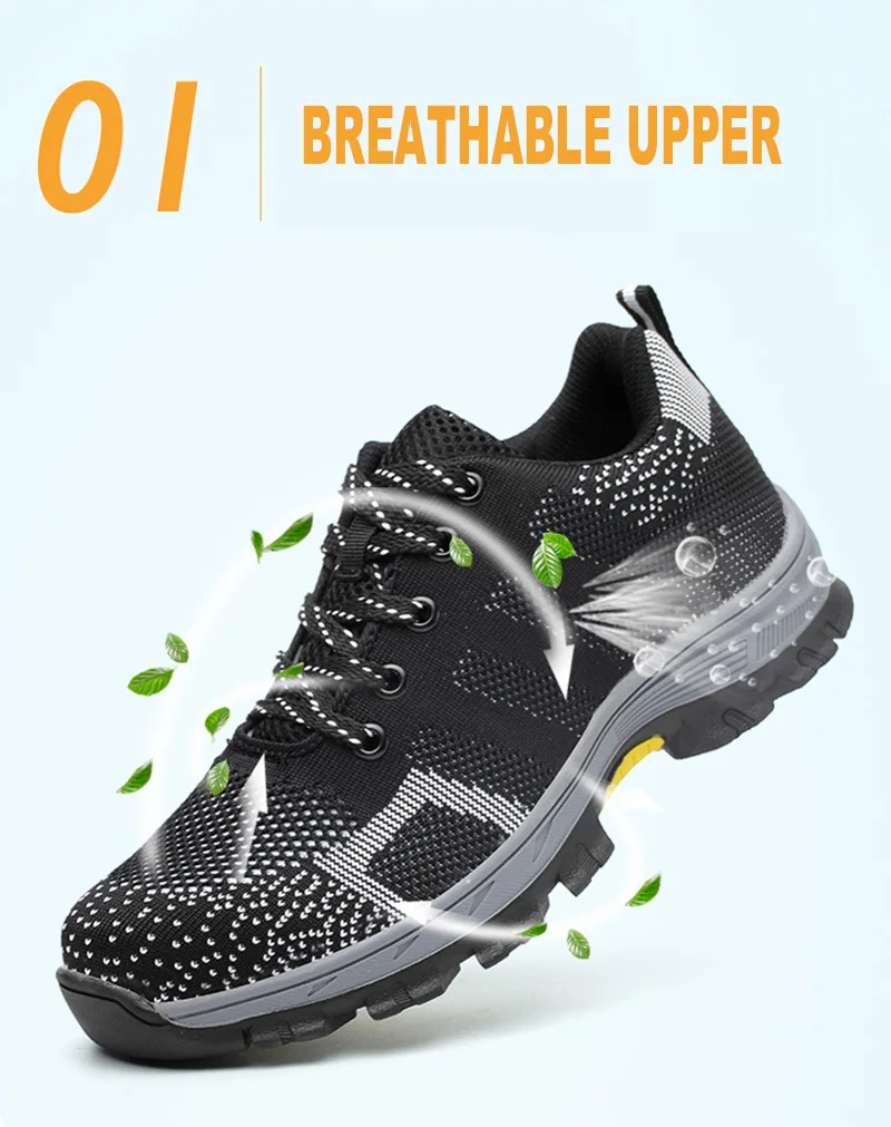 Men's Breathable Steel Toe Cap Safety Shoes Men High Quality Outdoor Antislip Steel Puncture Proof Construction Boots Work Shoes (2)