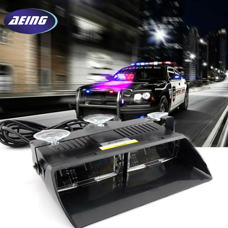 

AEING 12V S2 16LED Car Multi-Color Windshield Emergency Flash LED Strobe Warning Light Dashboard Window White/Amber/Red/Blue