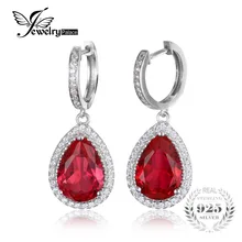 Jewelrypalace 10.6ct water drop cut creado pigeon blood ruby pendientes mujeres wedding set pure 925 joyas de plata maciza
