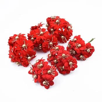 

6pcs Decorative flowers wreaths christmas home decoration accessories scrapbook DIY Bridal wrist flower gifts artificial flowers